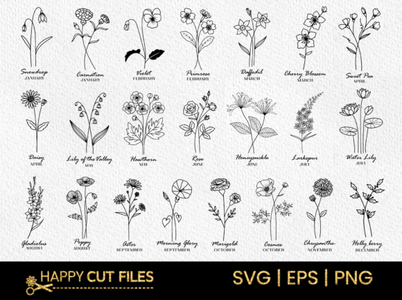 Download Birth Flower Svg Bundle Floral Clipart - Floral Collection