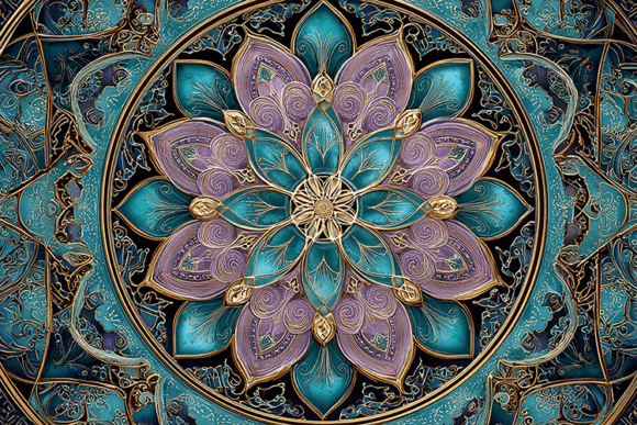 Download Luxury Teal Floral Mandala Mosaic - Floral Collection
