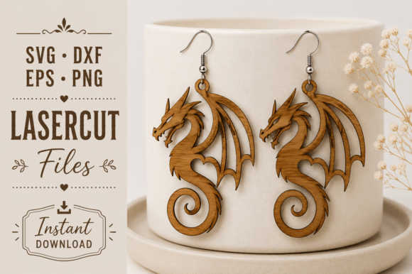 Download Dragon Earrings Wood Laser Cut SVG Files - Laser cut Collection