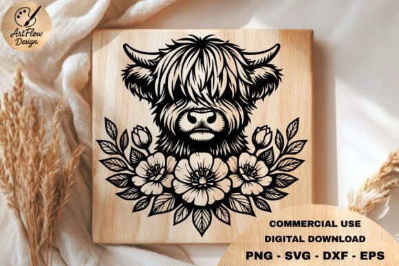 Download Highland Cow Floral SVG - Floral Collection