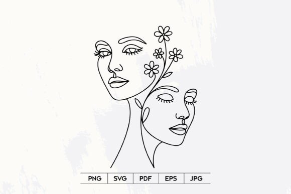 Download Abstract Twin Faces Line Art SVG - Line art Collection