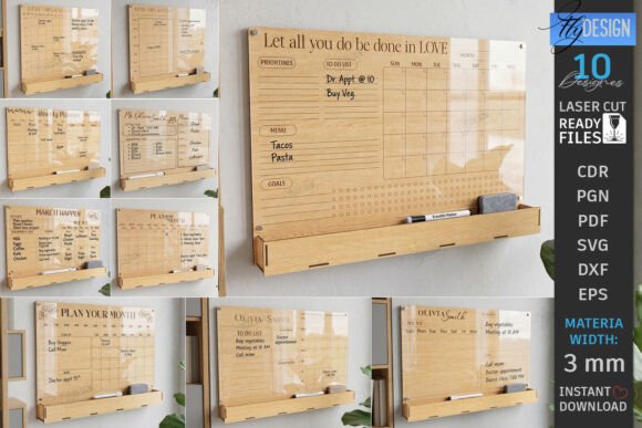 Download Acrylic Wall Planners Laser Cut Bundle - Laser cut Collection
