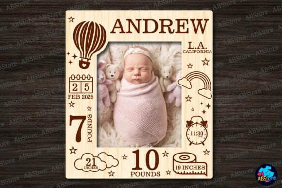 Download Baby Announcement Photo Frame Laser Cut - Laser cut Collection