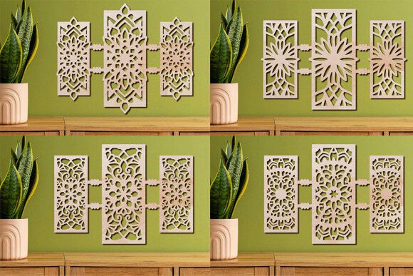 Download Laser Cut Wall Art Mandala Panels Set - Laser cut Collection