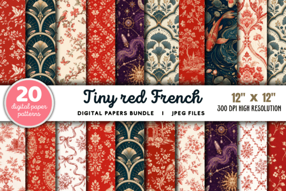 Download Tiny Red French Toile Floral Patterns - Floral patterns Collection