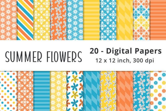 Download Blue, Yellow and Orange Floral Patterns - Floral patterns Collection