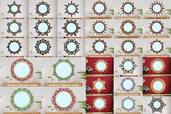 Download Laser Cut Mandala Mirror Frame Bundle - Laser cut Collection