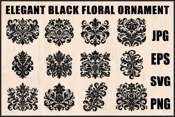 Download Elegant Black Floral Set - Floral Collection