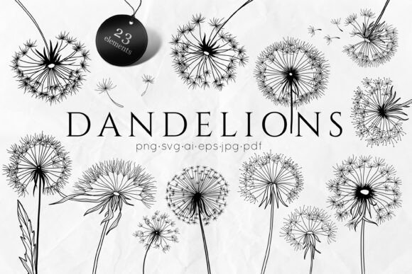 Download Dandelions SVG - Flowers Line Art SVG - Line art Collection