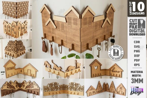 Download Wall Corner Key Holders Laser Cut Bundle - Laser cut Collection