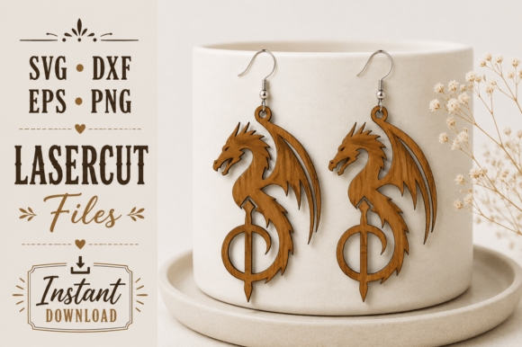 Download Dragon Earrings Wood Laser Cut SVG Files - Laser cut Collection