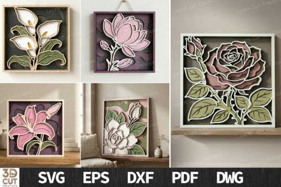 Download Layered Floral Wall Art SVG Bundle - Floral Collection