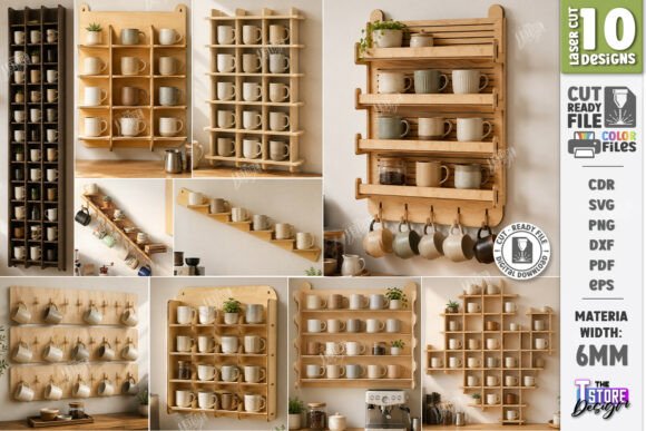 Download Wall Mug Holders Laser Cut Bundle | CNC - Laser cut Collection
