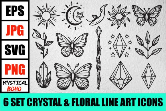 Download Mystical Crystal &amp; Floral Icons Set - Floral Collection