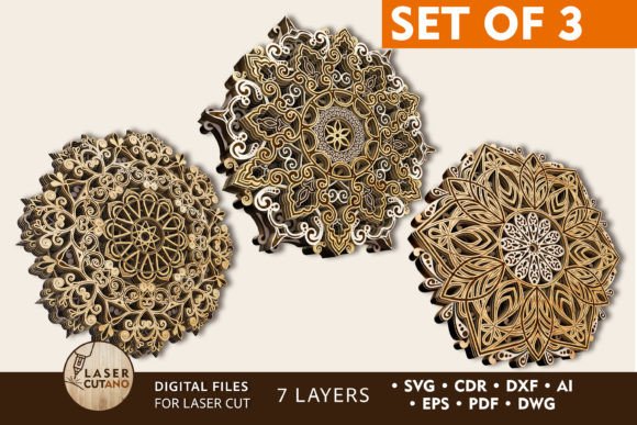 Download MANDALA Set Laser Cut Wood &amp; Paper - Laser cut Collection