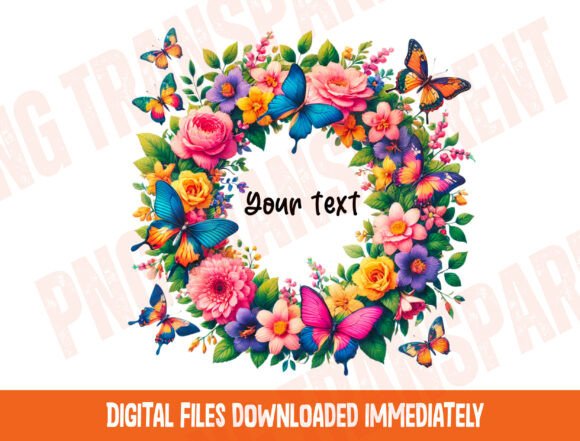 Download Boho Round Floral Frame Png, Butterfly - Floral Collection