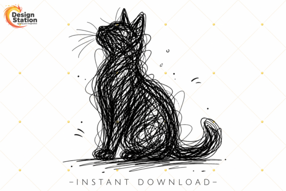 Download Abstract Cat Minimal Line Art PNG - Line art Collection