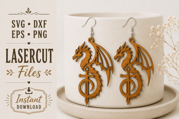 Download Dragon Earrings Wood Laser Cut SVG Files - Laser cut Collection
