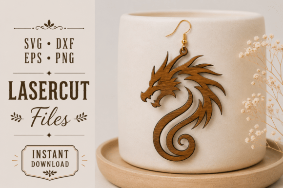 Download Dragon Earrings Wood Laser Cut SVG Files - Laser cut Collection