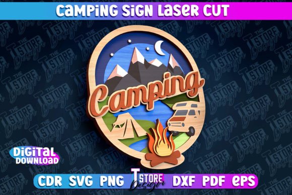Download Camping Sign Laser Cut | 3D Camping Sign - Laser cut Collection