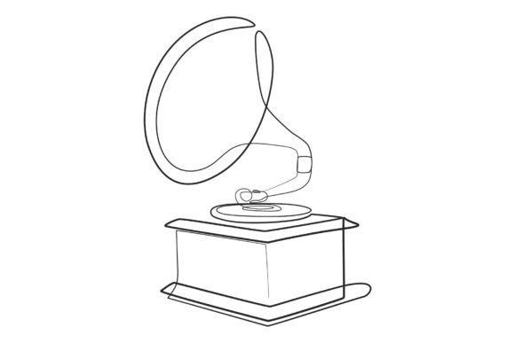 Download Gramophone Line Artwork Continuous Linear - Line art Collection