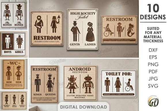 Download Restroom Signs Bundle Laser Cut - Premium Resources