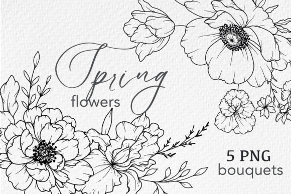 Download FLOWERS LINE DRAWING, FLORAL LINE ART - Line art Collection