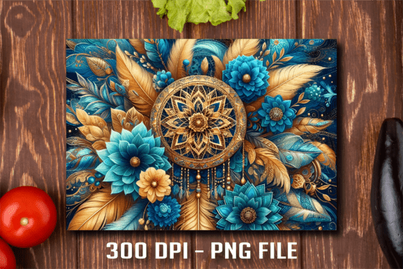 Download Mandala Dreamcatcher Teal Cutting Board - Mandala dreamcatcher Collection