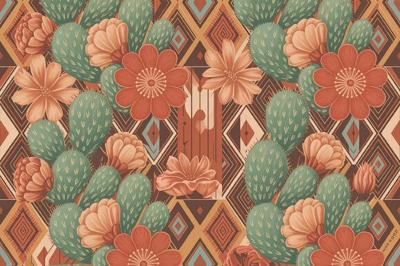 Download Southwestern Cactus Floral Patter - Floral Collection