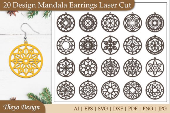Download 20 Design Mandala Earrings Laser Cut - Laser cut Collection