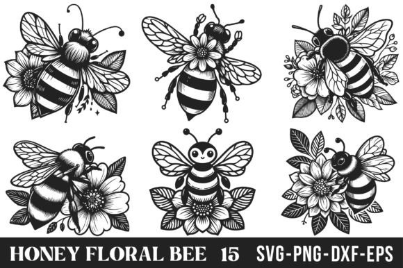 Download Honey Floral Bee SVG Bundle - Floral Collection