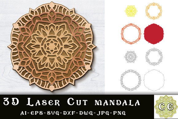 Download Modern 3D Laser Cut Mandala - Laser cut Collection