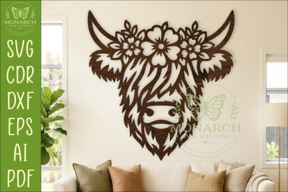 Download Floral Highland Cow Wall Sign SVG Decor - Floral Collection