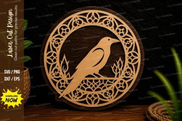 Download Songbird Mandala Ornament Laser Cut SVG - Laser cut Collection