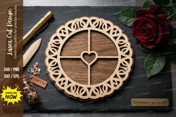 Download Heart Mandala Frame Laser Cut Svg - Laser cut Collection