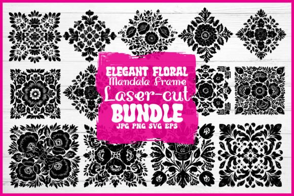 Download Elegant Floral Mandala Frame Laser Cut Bundle - Laser cut Collection