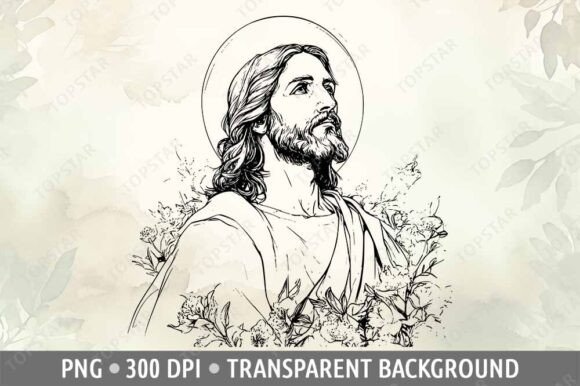 Download Jesus Christ Face Head Line Art Drawing - Line art Collection