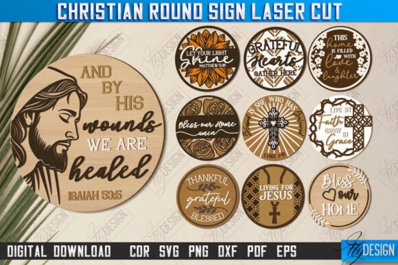 Download Christian Round Signs Laser Cut Bundle - Laser cut Collection