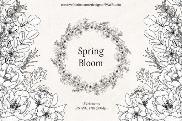 Download Floral LineArt Flower Frame Monogram - Floral Collection