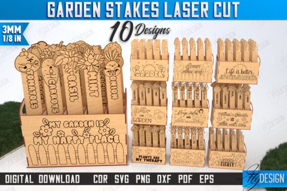 Download Garden Stakes Set Laser Cut Bundle | CNC - Laser cut Collection