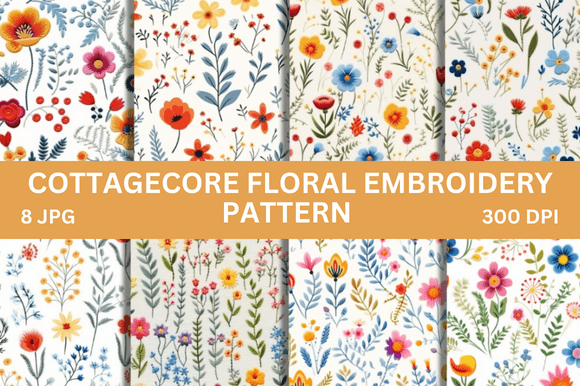 Download Cottagecore Floral Embroidery Pattern - Floral Collection
