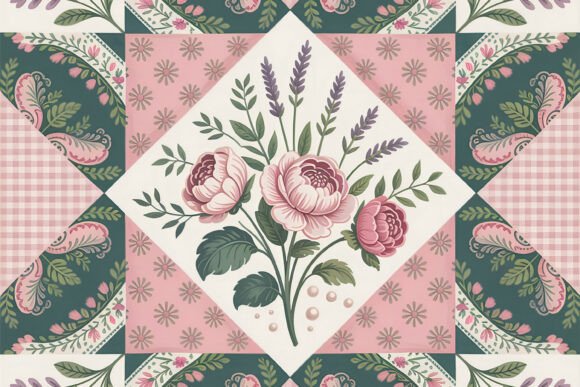 Download Aisley Pink Floral Patchwork Quilt - Floral Collection