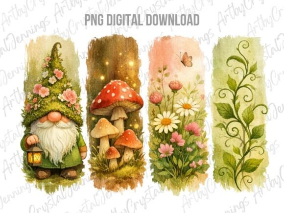 Download Floral Mushroom Garden Gnome Brushstroke - Floral Collection