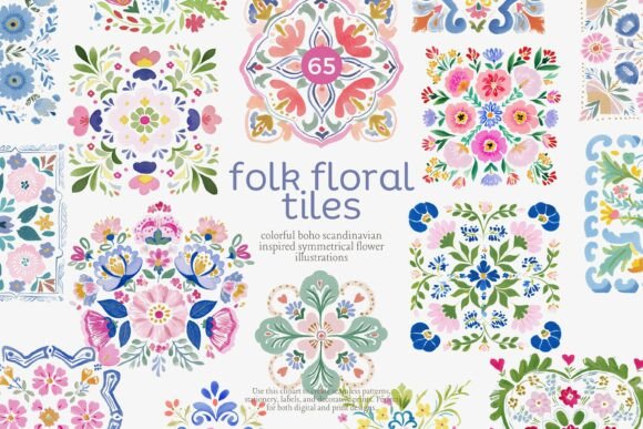 Download Folk Floral Tiles Clipart Set - Premium Resources