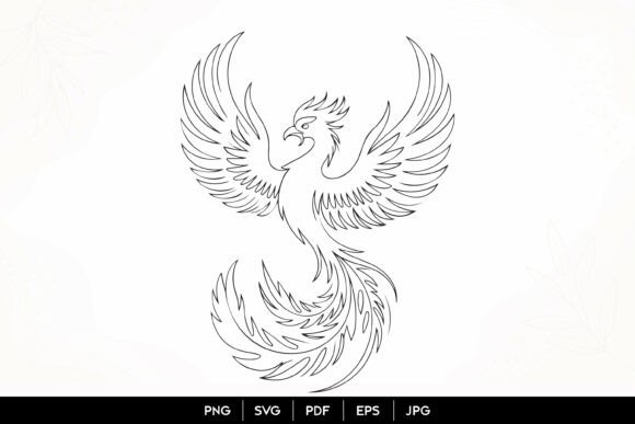 Download Phoenix Bird Line Art SVG - Line art Collection