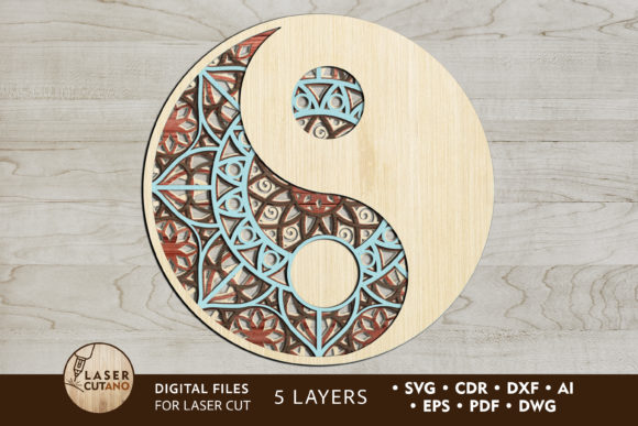 Download Files Cricut &amp; Laser Cut MANDALA YIN YANG - Laser cut Collection