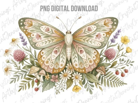 Download Cottagecore Butterfly Boho Floral PNG - Floral Collection