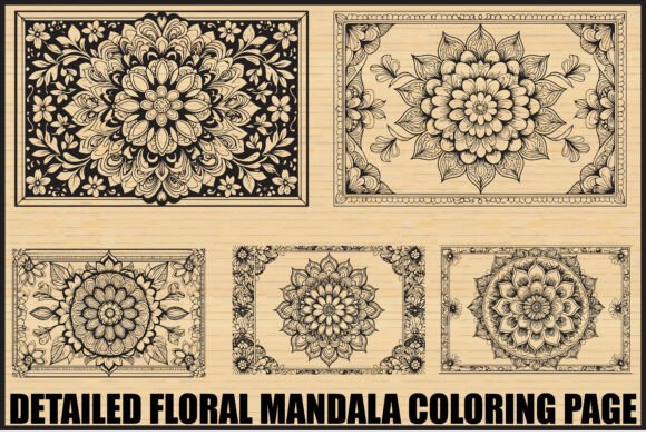 Download Elegant Floral Mandala Coloring Page Set - Floral Collection