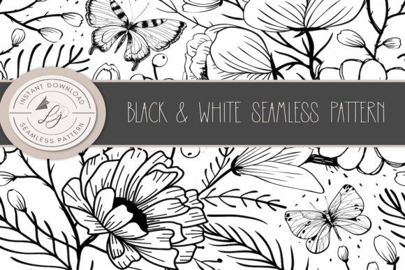 Download Black and White Seamless Floral - Floral Collection
