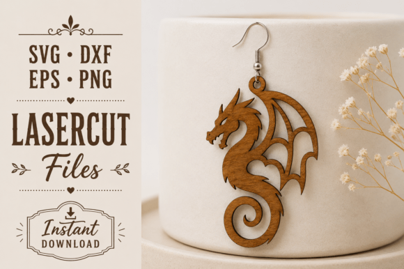 Download Dragon Earrings Wood Laser Cut SVG Files - Laser cut Collection
